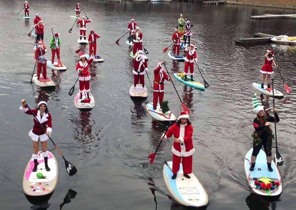 Greenwood Lake, New York Santa Paddle Takeover 2024 SantaCon.info